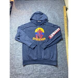 Spiderman Sweater Mens Medium Stone Wash Gray Marvel Super Hero Hoodie